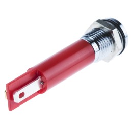 1 pcs - RS PRO Red Panel Mount Indicator, 12V dc, 8mm Mounting Hole Size, Faston, Solder Lug Termination, IP67