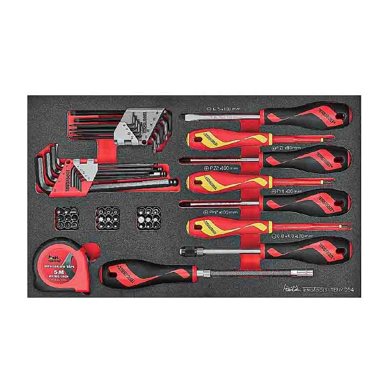 1 pcs - Teng Tools TEFMD54 Slotted Hex Key & Screwdriver Set, 54-Piece