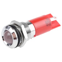 1 pcs - RS PRO Red Panel Mount Indicator, 14mm Mounting Hole Size, Solder Tab Termination, IP67
