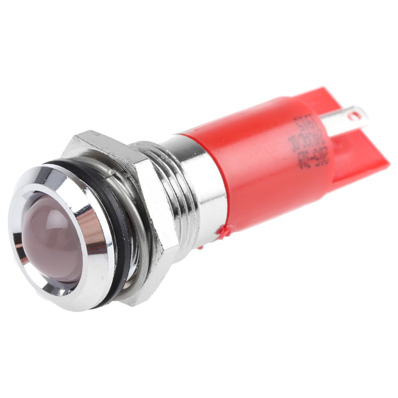 1 pcs - RS PRO Red Panel Mount Indicator, 14mm Mounting Hole Size, Solder Tab Termination, IP67