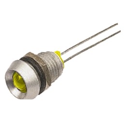 1 pcs - Bulgin Yellow Panel Mount Indicator, 2.1V dc, 8mm Mounting Hole Size, Lead Wires Termination