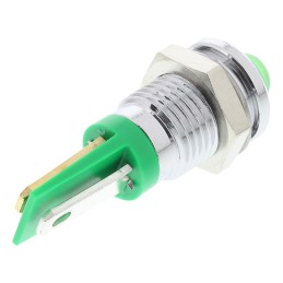 1 pcs - RS PRO Green Panel Mount Indicator, 2V dc, 8mm Mounting Hole Size, Solder Tab Termination