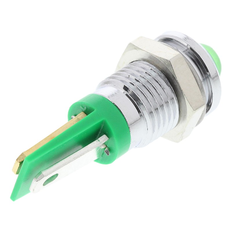 1 pcs - RS PRO Green Panel Mount Indicator, 2V dc, 8mm Mounting Hole Size, Solder Tab Termination