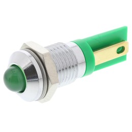 1 pcs - RS PRO Green Panel Mount Indicator, 2V dc, 8mm Mounting Hole Size, Solder Tab Termination