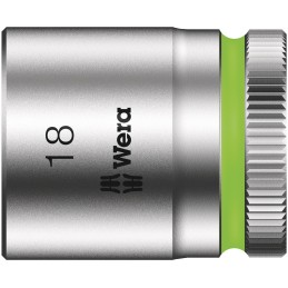 1 pcs - Wera 3/8 in Drive 18mm Standard Socket, 6 point, 30 mm Overall Length