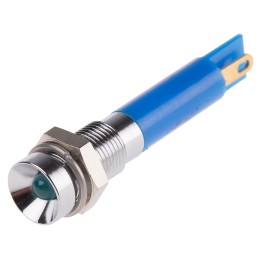1 pcs - RS PRO Blue Panel Mount Indicator, 24V dc, 6mm Mounting Hole Size, Solder Tab Termination