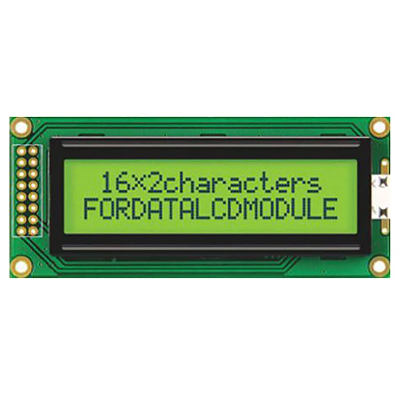 1 pcs - Fordata FC1602B01-FHYYBW-51SE FC Alphanumeric LCD Alphanumeric Display, Green, Yellow on Yellow-Green, 2 Rows by 16
