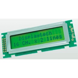 1 pcs - Displaytech 162D-BA-BC Alphanumeric LCD Display, Yellow on Green, 2 Rows by 16 Characters, Reflective