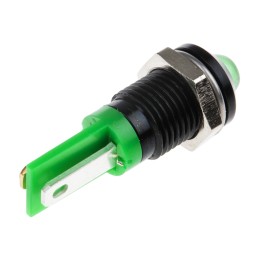 1 pcs - RS PRO Green Panel Mount Indicator, 2V dc, 8mm Mounting Hole Size, Solder Tab Termination