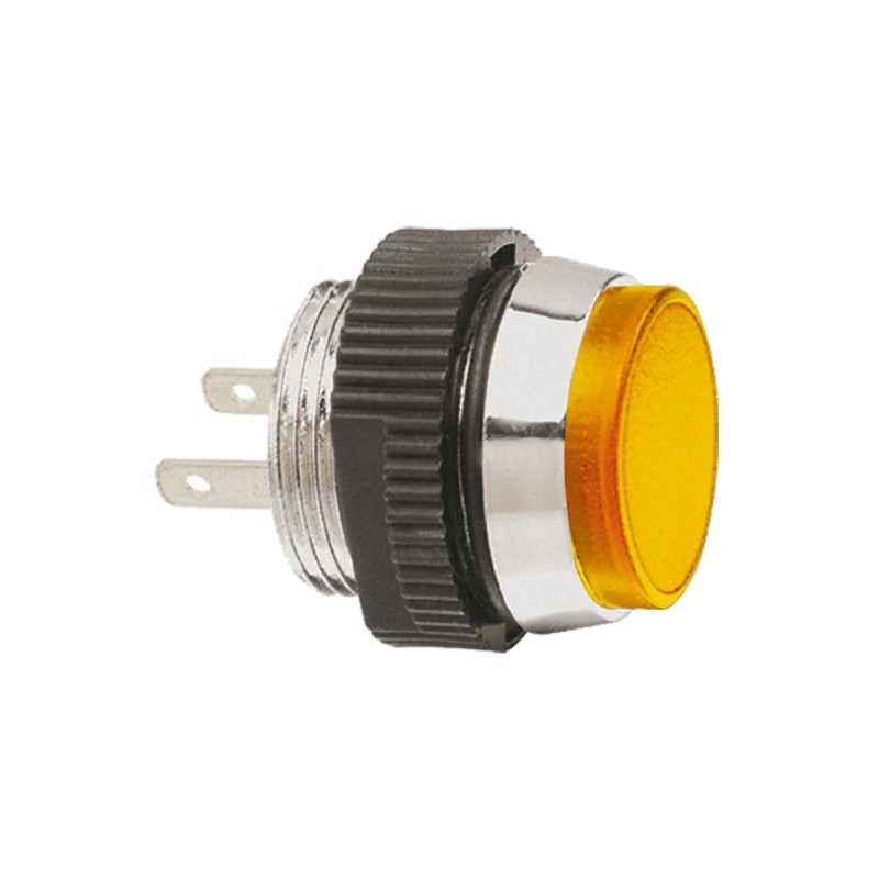 1 pcs - Signal Construct Yellow Panel Mount Indicator, 12 - 14V, 16mm Mounting Hole Size, IP67