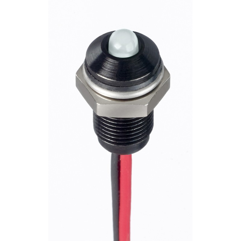 1 pcs - RS PRO White Panel Mount Indicator, 21.6 - 26.4V dc, 6mm Mounting Hole Size, Lead Wires Termination, IP67