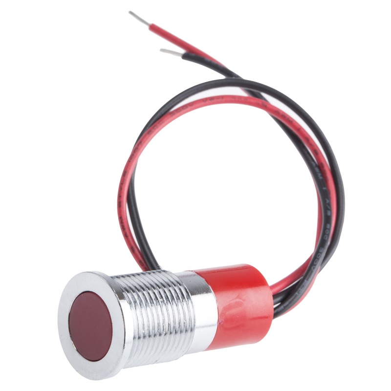 1 pcs - RS PRO Red Panel Mount Indicator, 24V dc, 14mm Mounting Hole Size, Lead Wires Termination, IP67