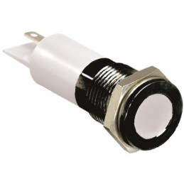 1 pcs - RS PRO White Panel Mount Indicator, 12V dc, 14mm Mounting Hole Size, Solder Tab Termination, IP67