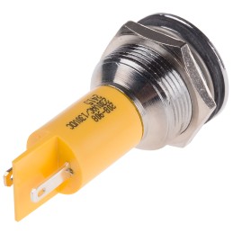 1 pcs - RS PRO Yellow Panel Mount Indicator, 130 V dc, 230V ac, 19mm Mounting Hole Size