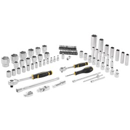 1 pcs - Stanley 81-Piece Metric 1/2 in, 1/4 in Deep Socket/Standard Socket/Bit Set with Ratchet, 6 point, Hex Bit, Phillips