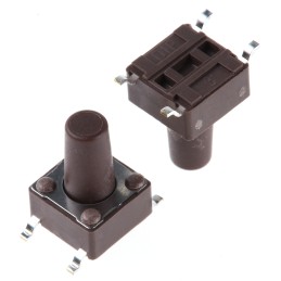77 pcs - Brown Stem Tactile Switch, SPST 50 mA @ 12 V dc 9.5mm Surface Mount