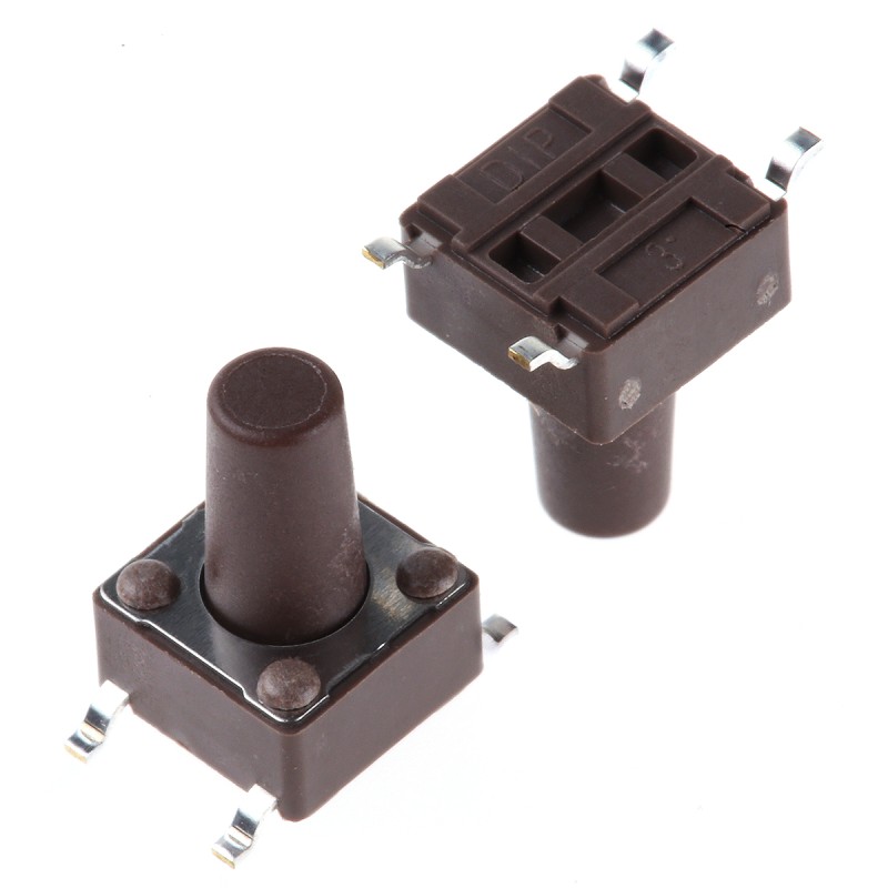 77 pcs - Brown Stem Tactile Switch, SPST 50 mA @ 12 V dc 9.5mm Surface Mount