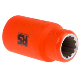 1 pcs - ITL Insulated Tools Ltd 1/2 in Drive 12mm Insulated Standard Socket, 12 point, VDE/1000V, 50 mm Overall Length