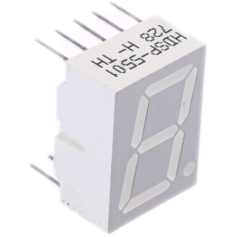 1 pcs - HDSP-5501 Broadcom 7-Segment LED Display, CA Red 3.7 mcd RH DP 14.2mm