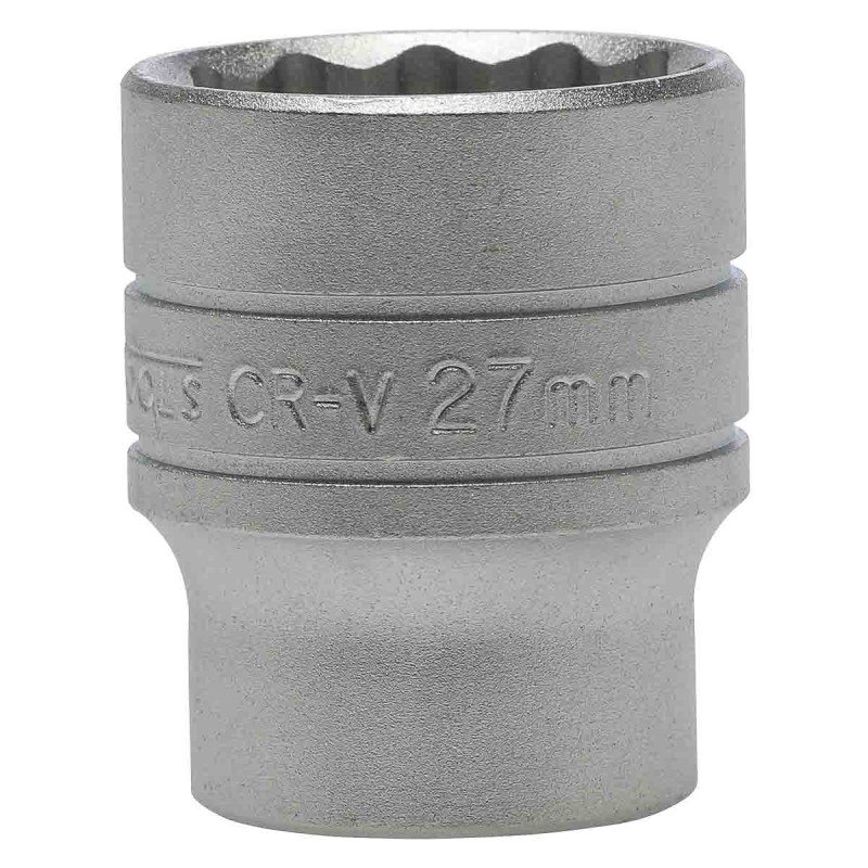 1 pcs - Teng Tools 1/2 in Drive 27mm Standard Socket, 12 point, 43 mm Overall Length