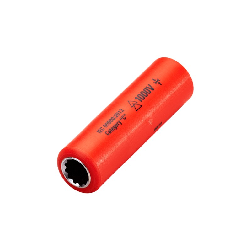 1 pcs - ITL Insulated Tools Ltd 1/4 in Drive 13mm Insulated Deep Socket, 12 point, VDE/1000V, 65 mm Overall Length