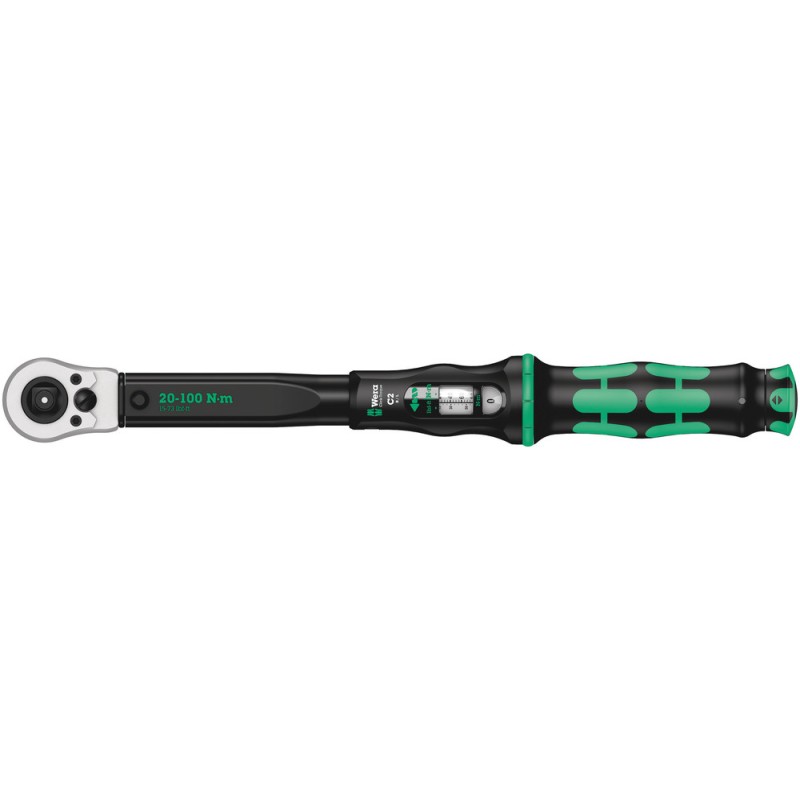 1 pcs - Wera Click-Torque C 2 Push R/L Click Torque Wrench, 20 - 100Nm, 1/2 in Drive, Square Drive