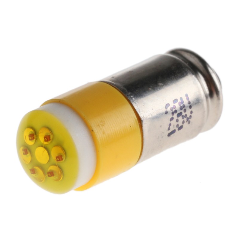 1 pcs - RS PRO Yellow LED Indicator Lamp, 28V dc, Midget Groove Base, 6mm Diameter, 45mcd