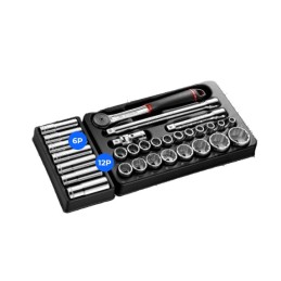 1 pcs - Facom 23-Piece 1/2 in Deep Socket/Standard Socket Set with Ratchet, 6 point, 12 point