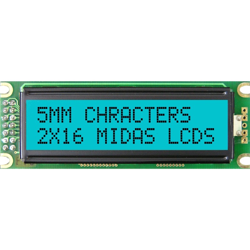 1 pcs - Midas MD21605D6W-FPTLRGB LCD LCD Display, 2 Rows by 16 Characters