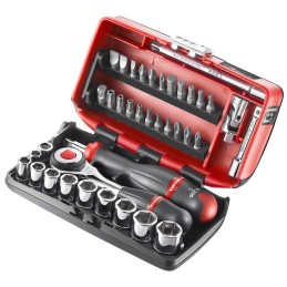 1 pcs - Facom 38-Piece Imperial 1/4 in Standard Socket/Bit Set with Ratchet, 6 point, Hex Bit, Phillips Bit, Pozidriv Bit,