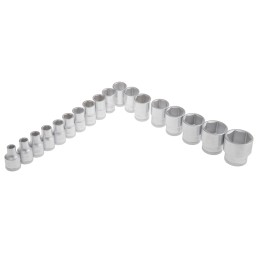 1 pcs - Gedore 23-Piece Imperial, Metric 1/2 in Standard Socket Set with Ratchet, 6 point, 12 point