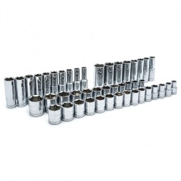 1 pcs - GearWrench 49-Piece Imperial, Metric 1/2 in Deep Socket/Standard Socket Set with Ratchet, 6 point