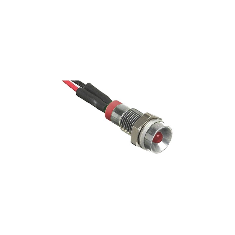 1 pcs - RS PRO Red Panel Mount Indicator, 2V dc, 6mm Mounting Hole Size, Lead Wires Termination, IP67
