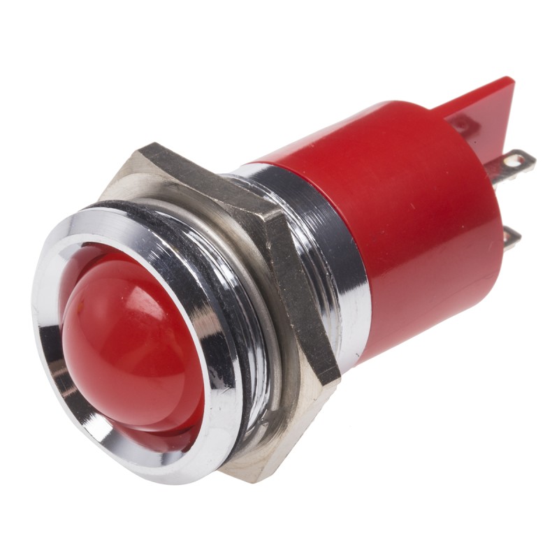 1 pcs - RS PRO Red Panel Mount Indicator, 12V, 22mm Mounting Hole Size, Solder Tab Termination