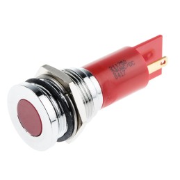 1 pcs - RS PRO Red Panel Mount Indicator, 16mm Mounting Hole Size, Solder Tab Termination