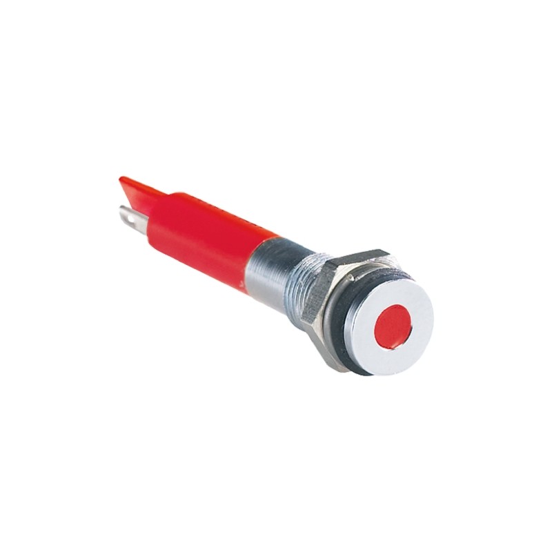 1 pcs - RS PRO Red Panel Mount Indicator, 12V dc, 6mm Mounting Hole Size, Solder Tab Termination, IP67