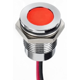 1 pcs - RS PRO Red Panel Mount Indicator, 12V dc, 14mm Mounting Hole Size, Lead Wires Termination, IP67