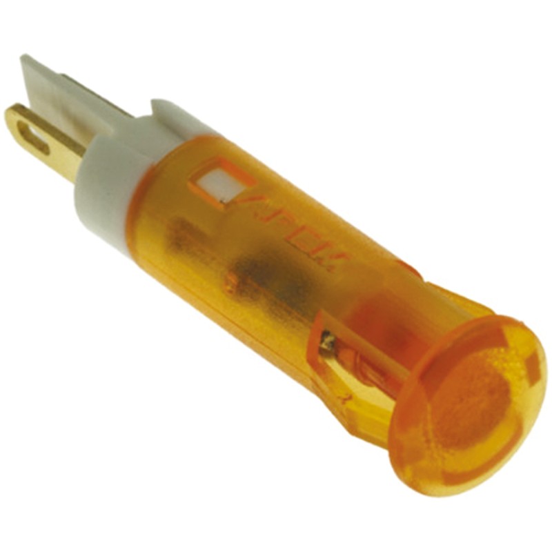 1 pcs - Apem Orange Panel Mount Indicator, 24V dc, 6mm Mounting Hole Size, Faston, Solder Lug Termination