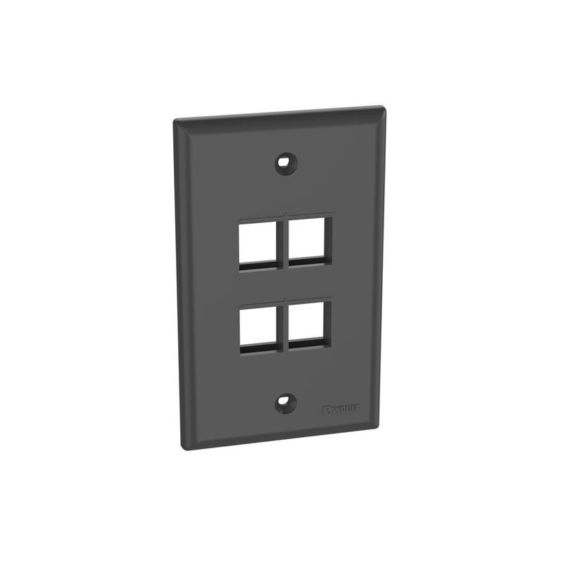 1 pcs : NK4FNBL - FACEPLATE SNGL GANG 4PORT BLK