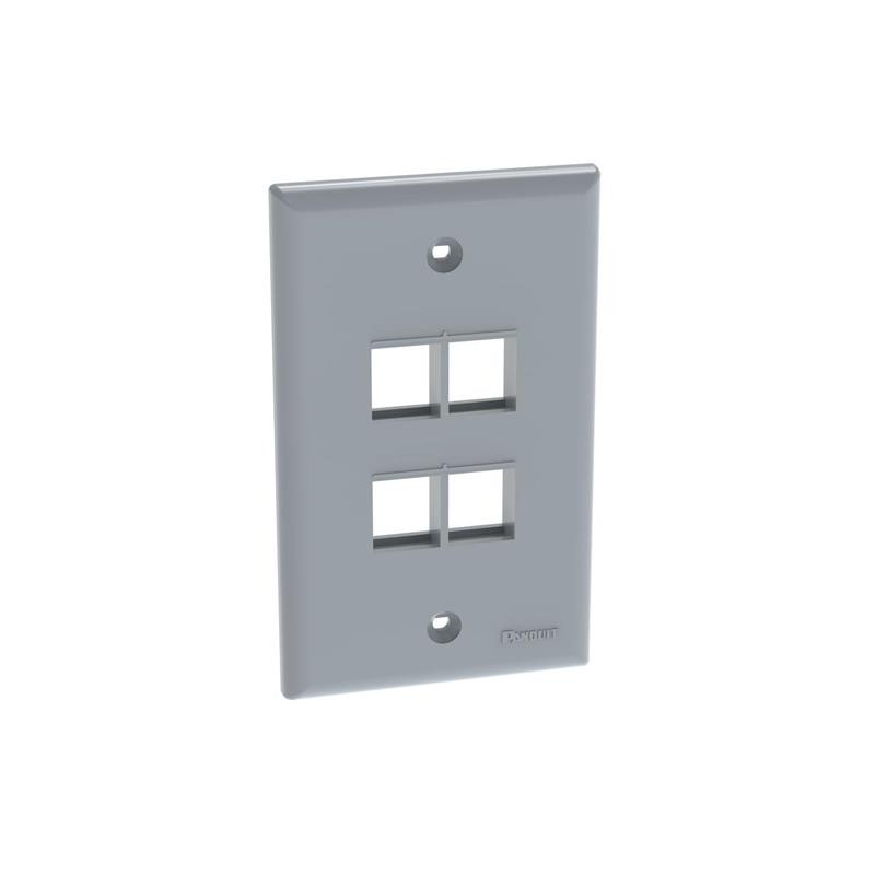 1 pcs : NK4FNIG - FACEPLATE SNGL GANG 4PORT GRAY