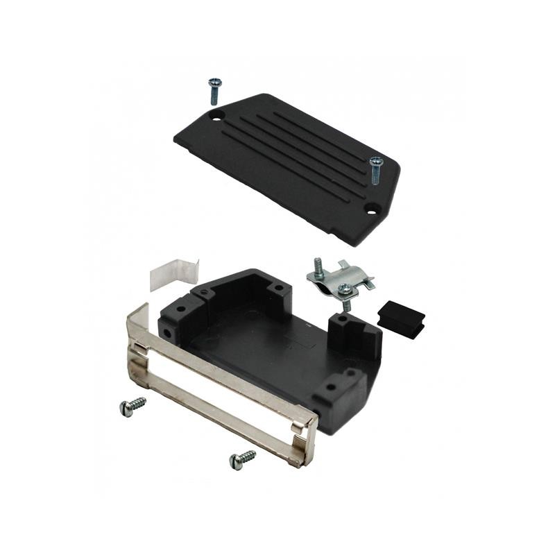 1 pcs : MHED-DS15S-K - 15 WAY D-SUB HOOD BLACK PLASTIC