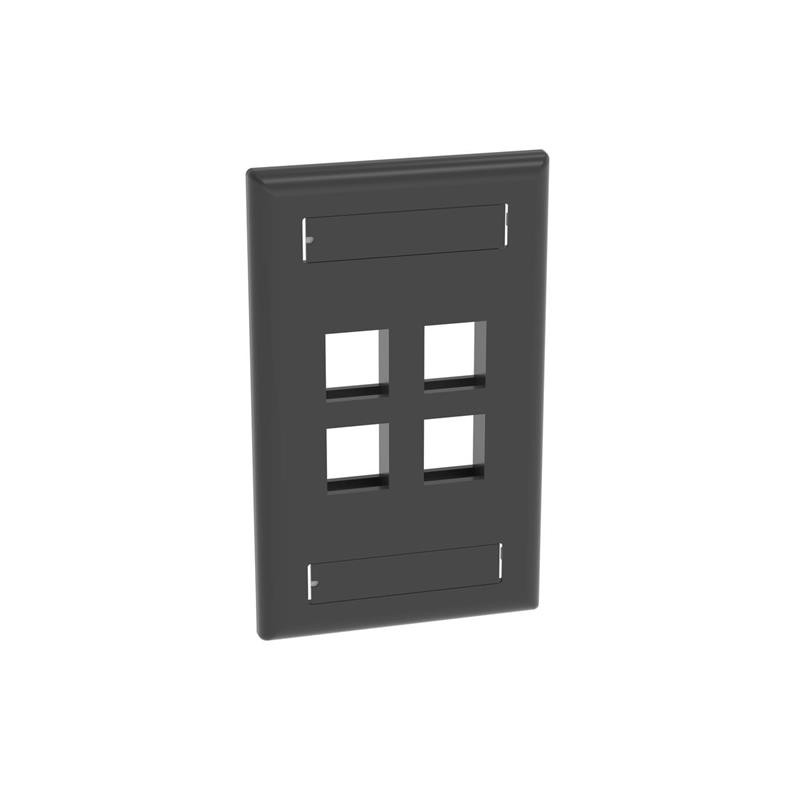 1 pcs : NK4FBL - FACEPLATE SNGL GANG 4PORT BLK