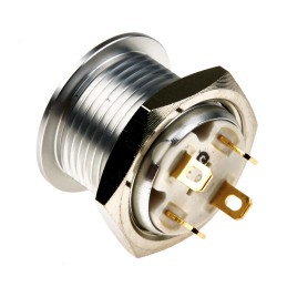 1 pcs - KNITTER-SWITCH Illuminated Push Button Switch, Momentary, Panel Mount, 16mm Cutout, SPST, Green LED, 36V dc, IP67