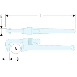 1 pcs - Facom Pipe Wrench, 610 mm Overall, 102mm Jaw Capacity