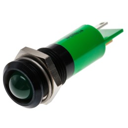 1 pcs - RS PRO Green Panel Mount Indicator, 14mm Mounting Hole Size, Solder Tab Termination