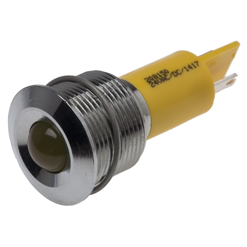 1 pcs - RS PRO Yellow Panel Mount Indicator, 19mm Mounting Hole Size, Solder Tab Termination, IP67