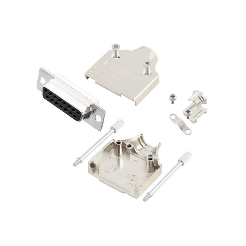 1 pcs : MHDM15-DB15S-K - 15 WAY D-SUB HOOD DIE CAST TOP E