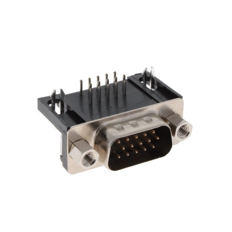 1 pcs : K66X-E15P-NJ - CONN D-SUB HD PLUG 15P R/A SLDR