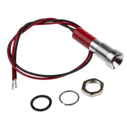 1 pcs - RS PRO Red Panel Mount Indicator, 24V dc, 8mm Mounting Hole Size, Lead Wires Termination, IP67