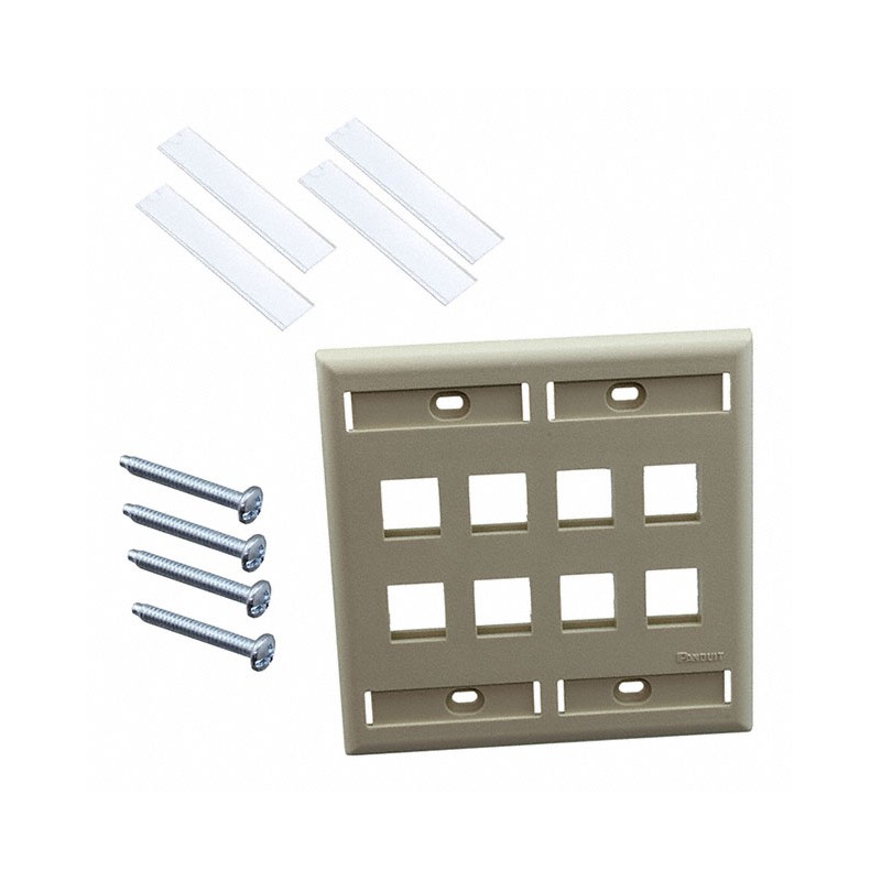 1 pcs : NK8FEI - FACEPLATE DBL GANG 8PORT IVORY